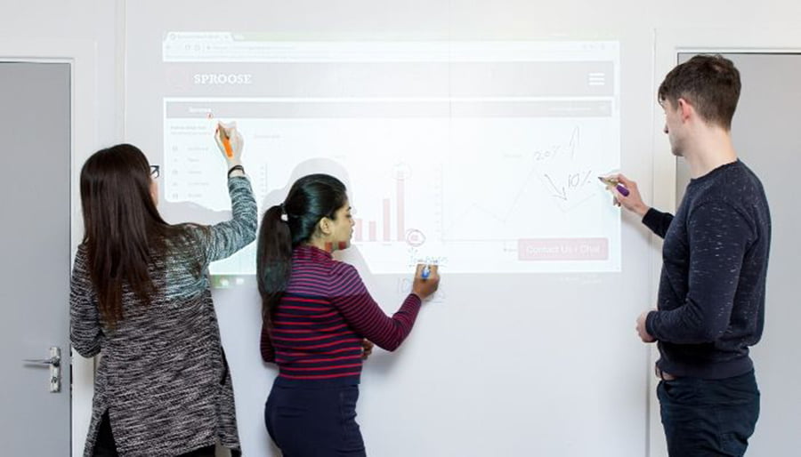 tableau blanc mur de projection dans un bureau