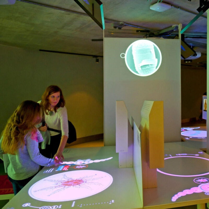 Peinture ecran projection interactif science exposition